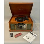 A Crossley Troubadour music system with AM/FM radio, turntable, CD, cassette, USB and SD card