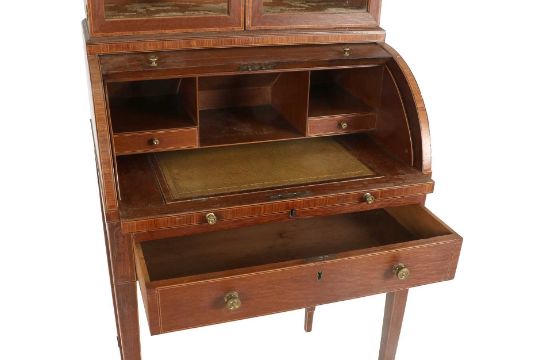 A George IV Partridge Wood, Rosewood-Crossbanded, Boxwood and Ebony-Strung Cylinder Bureau, by - Image 2 of 5