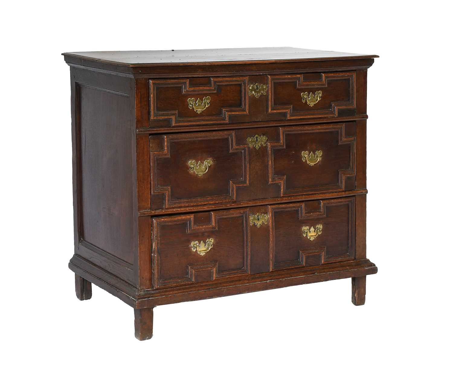 A William & Mary Geometric-Moulded Oak Chest of Drawers, late 17th ...