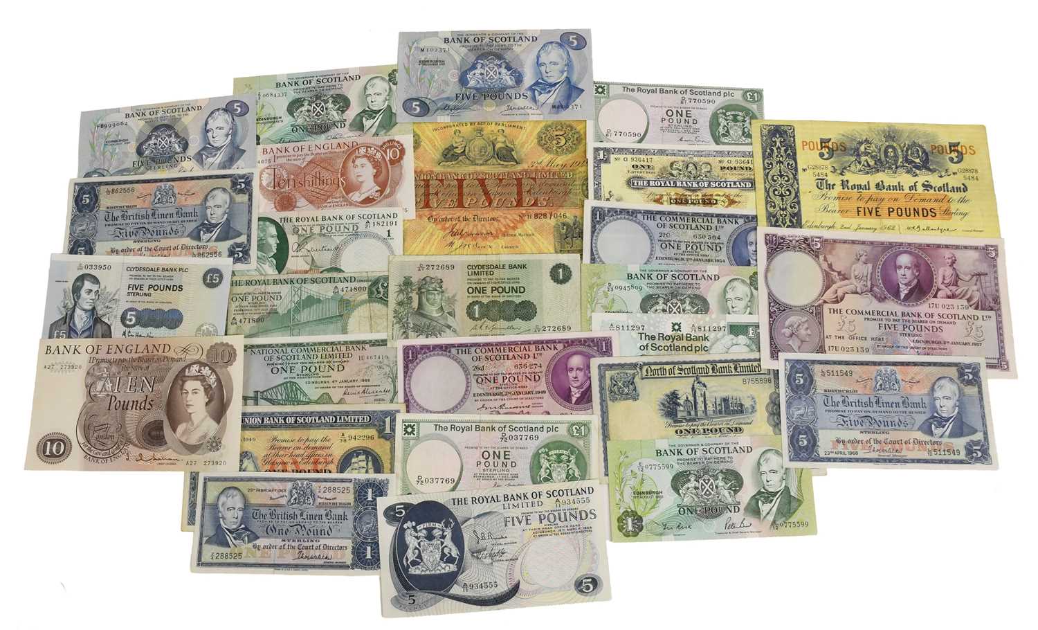 Scottish Notes Collection A Collection of Scottish Banknotes, 27 notes in total, highlights ...