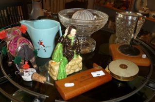 Miscellaneous items including Breweriana, glassware, surveyors tape etc