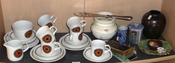 J & G Meakin studio tea set, a Poole vase and other items