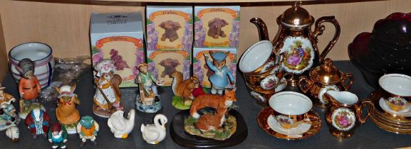 Collection of assorted small figurines including Leonardo Collection of elephants (boxed) and a