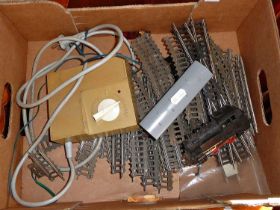 A Piko Modelbahn tank engine with carriage, transformer and track