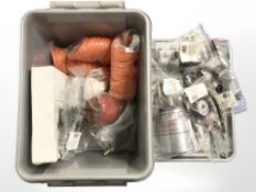 A quantity of air compressor guns, spray gun, boxed nailer / stapler, etc.