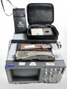 An oscilloscope, digital precision caliper, ohm meter, etc.