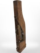 A 19th century stitched brown leather leg o' mutton shotgun case, length 90 cm.