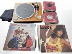 A Marley turntable, quantity of vinyl LP records and 45 singles including The Shadows,