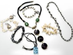A group of natural and synthetic stone set jewellery including bracelets,