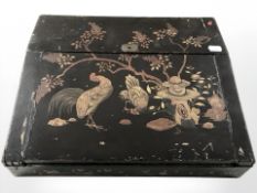 A 19th century Japanese lacquered writing slope, width 38 cm.