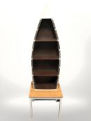 A contemporary pine topped lamp table,