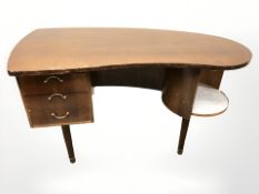 20th century Danish stained beech single pedestal writing desk,