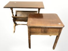 An oak workbox and a magazine table.