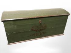 19th century Scandinavian painted pine domed top blanket box,