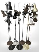 Seven Scandinavian standard lamps.