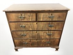 A 19th century mahogany five drawer chest,