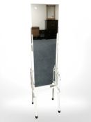 A painted wrought metal cheval mirror, width 41 cm.