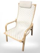 A Danish bentwood and canvas armchair