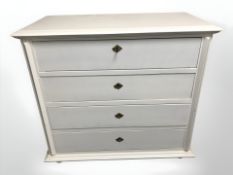 A 19th century continental painted pine four drawer chest, 109 cm x 52 cm x 102 cm.