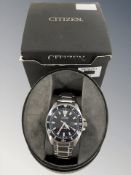 A Gent's stainless steel Citizen Eco-drive quartz wristwatch,