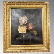 Danish School : Still life of roses, oil on canvas, 31 cm x 36 cm.