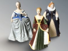 A Franklin porcelain figure of Isabella of Spain, together with Elizabeth I and Catherine The Great.