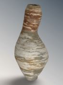 An asymmetrical stoneware vase, initialed 'B' to underside, height 42 cm.