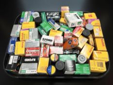 A collection of vintage expired rolls of 35mm, 120 and 220 film including Kodak Verichrome Pan,
