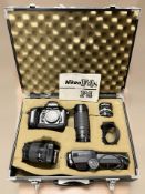 A Nikon F4S 35mm film camera, with AF Nikkor 1:2.8 35-70mm lens, Nikkor-S Auto 1:2.