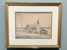 T R Quiller : The Watch House, Cullercoats, watercolour and pencil, 19 cm x 25 cm.