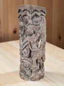 A south-east Asian wooden relief carving, height 80 cm.