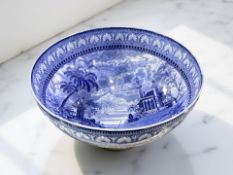 A Maling blue and white fruit bowl, diameter 24 cm.