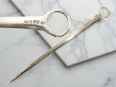 A George III silver meat skewer, maker WS, London 1796, length 32.