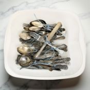 A quantity of antique and later silver plated cutlery.