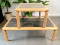 A Haslev teak tile-inset rectangular coffee table, width 122 cm,