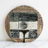 A Troika Pottery circular vase, height 12 cm, decorated and signed with initials by Alison Brigden.