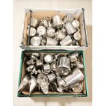 A quantity of stainless steel catering wares.