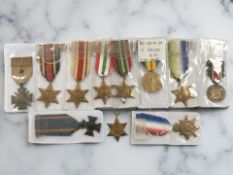 A group of war medals to include WWI Victory Medal awarded to M2-116114 Private E.
