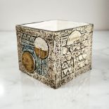 A Troika Pottery square vase, height 8.5 cm, decorated and signed with initials by Penny Black.