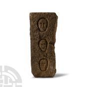 Iron Age Celtic Cornish Limestone Pillar with Three Heads