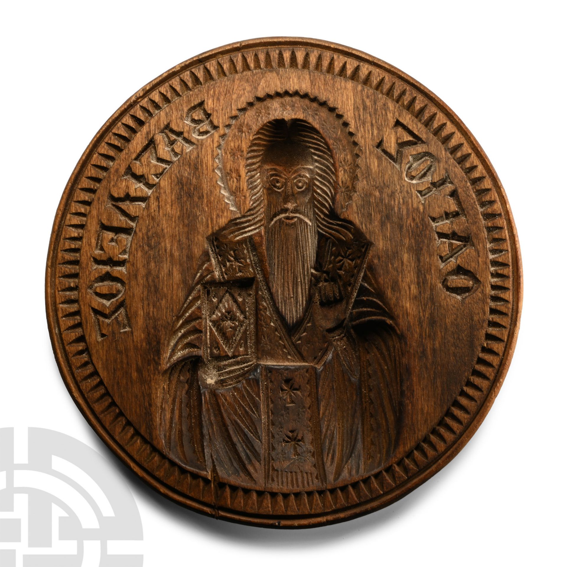 Greek Carved Holy Bread Stamp with Saint Basil