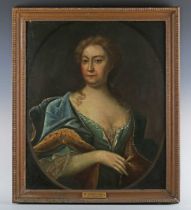 English School (18th century) - Head and shoulders portrait of 'Mrs Francis Rodd of Trebartha' in