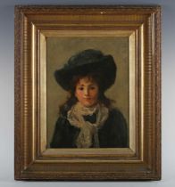 Circle of William Christian Symons (British 1845-1911) - Portrait of a young girl wearing a hat