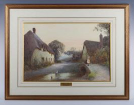 John White (British 1851-1933) - ‘Cottages, N. Devon,’ watercolour and bodycolour, signed lower