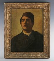 Charles Trevor Garland (British 1855-1906) - Portrait of a young man wearing a fez, oil on canvas,