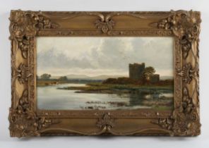 William Beattie Brown (Scottish 1831-1909) - 'Thrieve Castle, Dumfriesshire', oil on board, signed