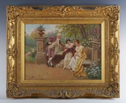 Carlo Ferranti (Italian 1840-1908) - ‘Happy Days’, oil on canvas, signed lower right, 41cm x 56cm,