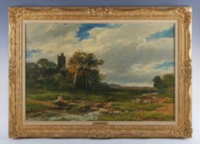 Edmund Morrison Wimperis (British 1835-1900) - ‘The Twilight Hour’: wooded landscape with village