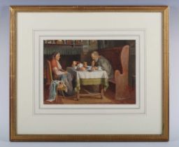 Henry Edward Spernon Tozer (British 1864-1955) - 'The Evening Meal': elderly couple eating at a