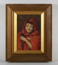 Henry Meynell Rheam (British 1859-1920) - Masquerade: boy in a red hood and cloak holding a mask,